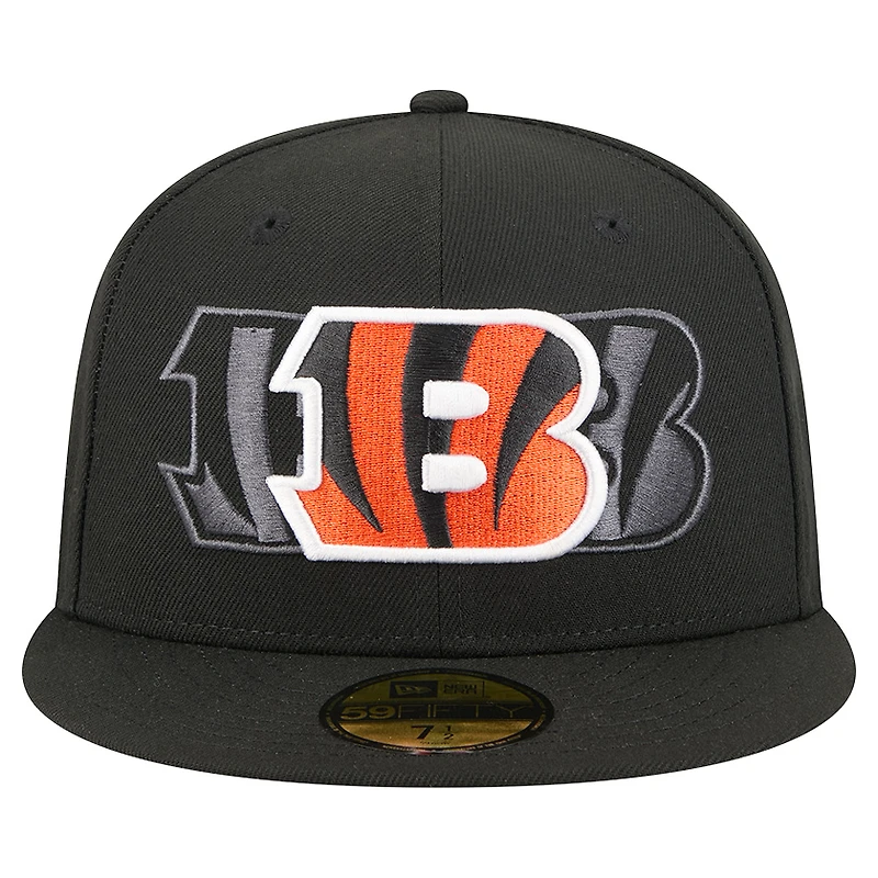 Casquette ajustée New Era noire Cincinnati Bengals Tri-Hit 59FIFTY pour homme