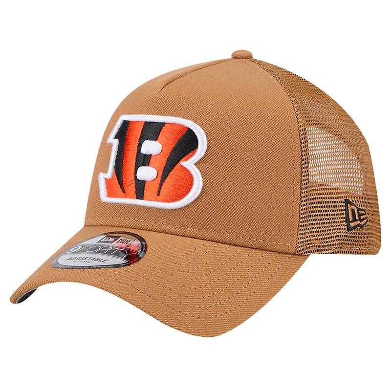 Casquette ajustable 9FORTY A-Frame Trucker 9FORTY marron des Cincinnati Bengals New Era pour hommes