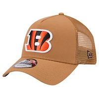 Casquette ajustable 9FORTY A-Frame Trucker 9FORTY marron des Cincinnati Bengals New Era pour hommes