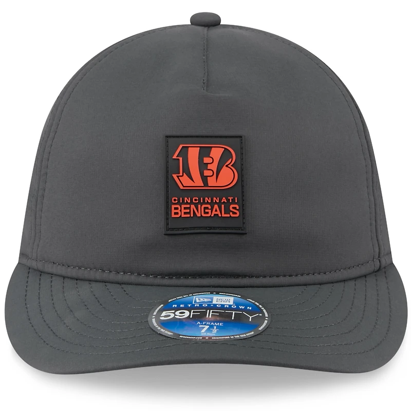 Casquette ajustée New Era 59FIFTY pour homme, couleur charbon, des Bengals de Cincinnati 2025, Sideline Retro Crown