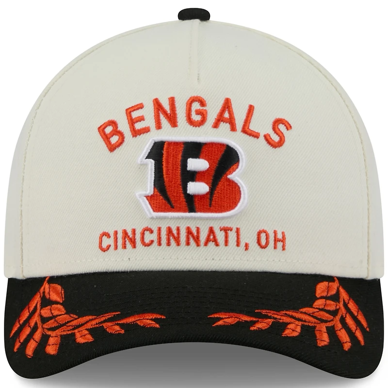 Casquette ajustable New Era 9FORTY M-Crown A-Frame pour homme, couleur crème/noir, des Bengals de Cincinnati, draft NFL 2025