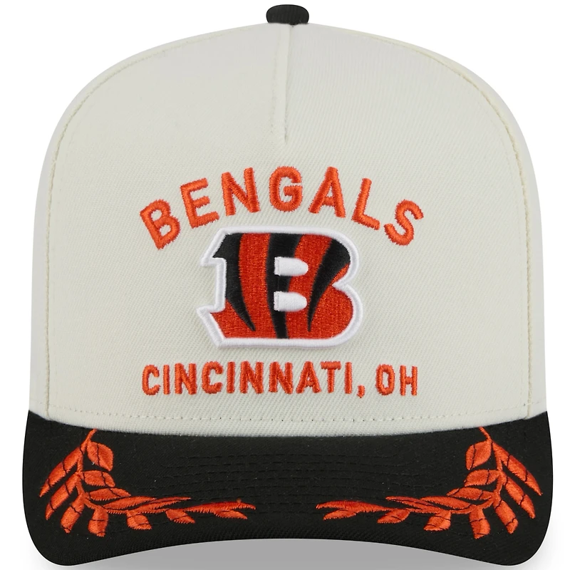 Casquette snapback New Era 9FIFTY crème/noire pour homme, repêchage NFL 2025 des Bengals de Cincinnati