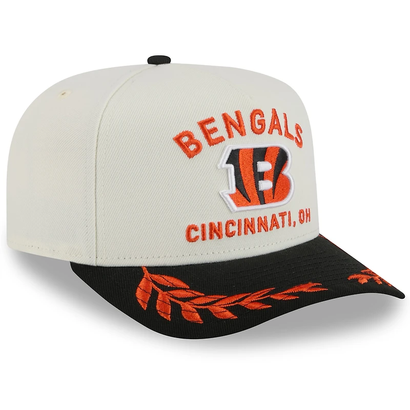 Casquette snapback New Era 9FIFTY crème/noire pour homme, repêchage NFL 2025 des Bengals de Cincinnati