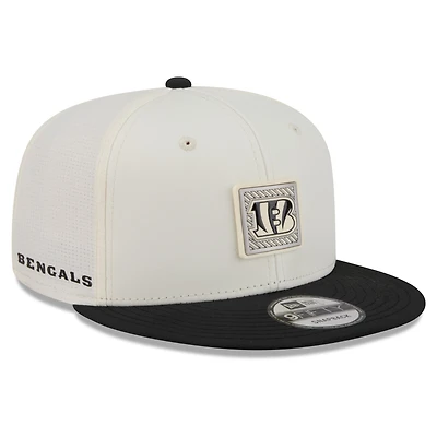 Casquette snapback New Era crème/noire pour homme, Cincinnati Bengals, camp d'entraînement NFL 2026, modèle 9FIFTY