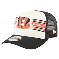 Men's New Era  Cream/Black Cincinnati Bengals Banner A-Frame 9FIFTY Trucker Snapback Hat