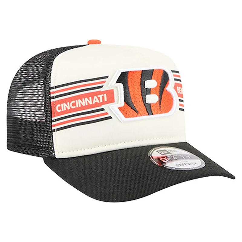 Men's New Era  Cream/Black Cincinnati Bengals Banner A-Frame 9FIFTY Trucker Snapback Hat