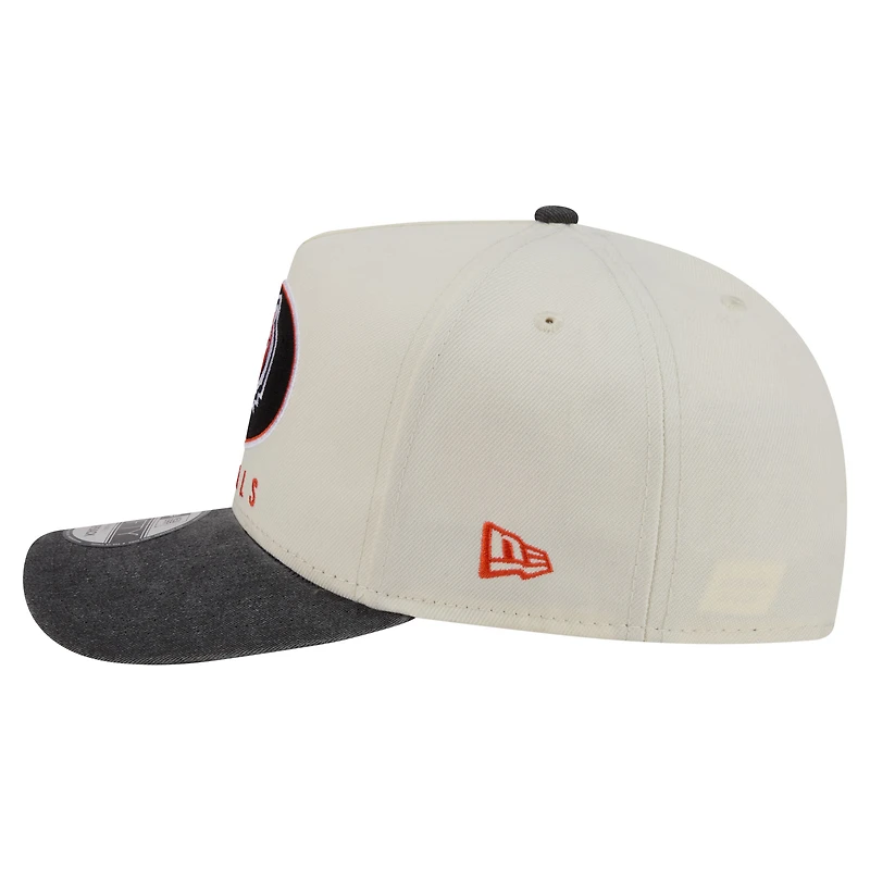 Men's New Era Cream/Black Cincinnati Bengals Washed A-Frame 9FIFTY Snapback Hat