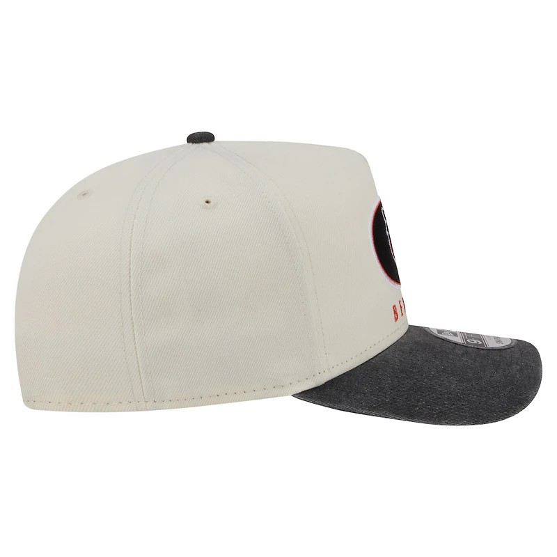 Men's New Era Cream/Black Cincinnati Bengals Washed A-Frame 9FIFTY Snapback Hat