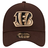 Men's New Era  Dark Brown Cincinnati Bengals Burnt Wood A-Frame 9FORTY Adjustable Hat