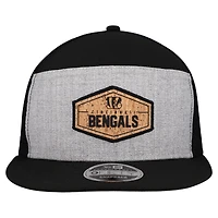 Casquette snapback 9FIFTY grise/noire pour homme des Bengals de Cincinnati, à panneau fendu en liège, New Era