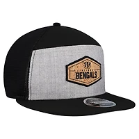 Men's New Era  Gray/Black Cincinnati Bengals Cork Split Panel 9FIFTY Trucker Snapback Hat