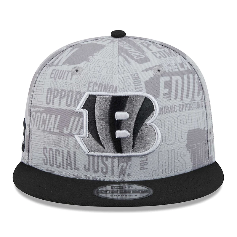 Men's New Era Gray/Black Cincinnati Bengals Inspire Change 9FIFTY Snapback Hat