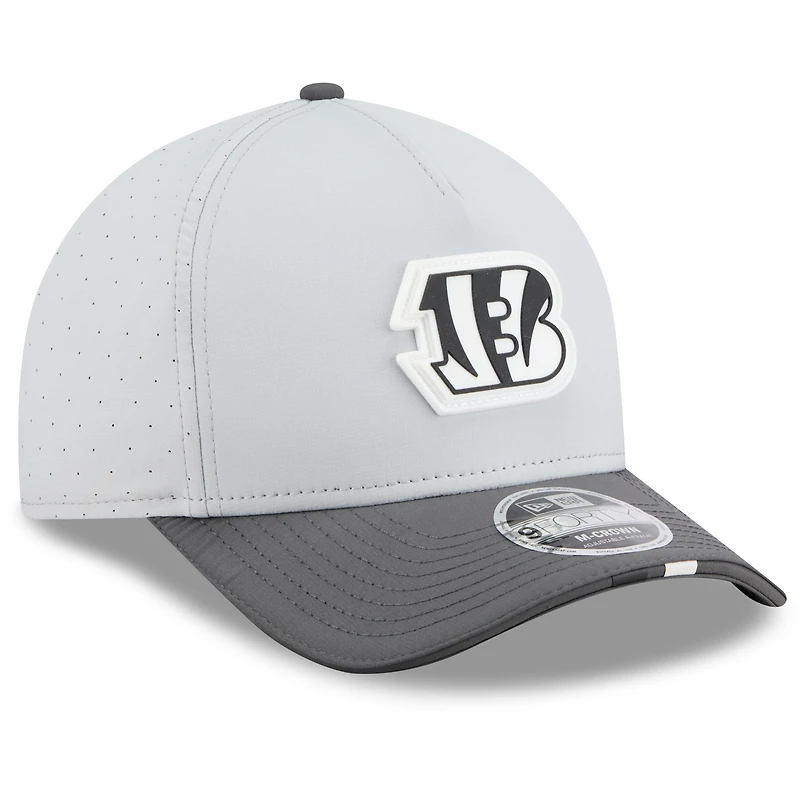 Men's New Era  Gray/Graphite Cincinnati Bengals 2025 NFL Training Camp A-Frame 9FORTY Adjustable Hat