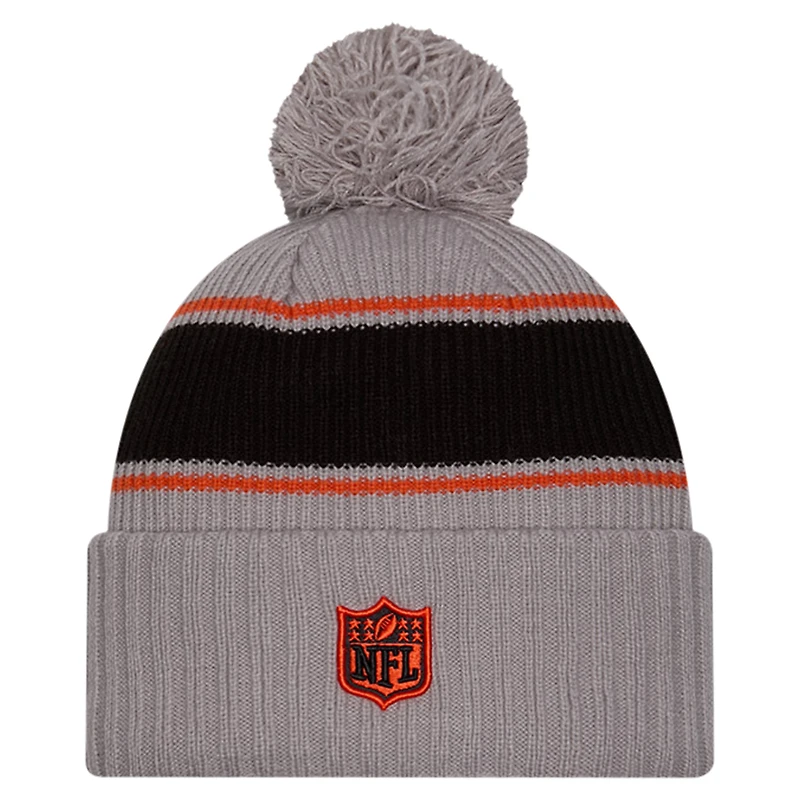 Men's New Era  Gray Cincinnati Bengals 2024 Sideline Sport Cuffed Knit Hat with Pom