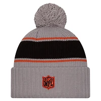 Men's New Era  Gray Cincinnati Bengals 2024 Sideline Sport Cuffed Knit Hat with Pom