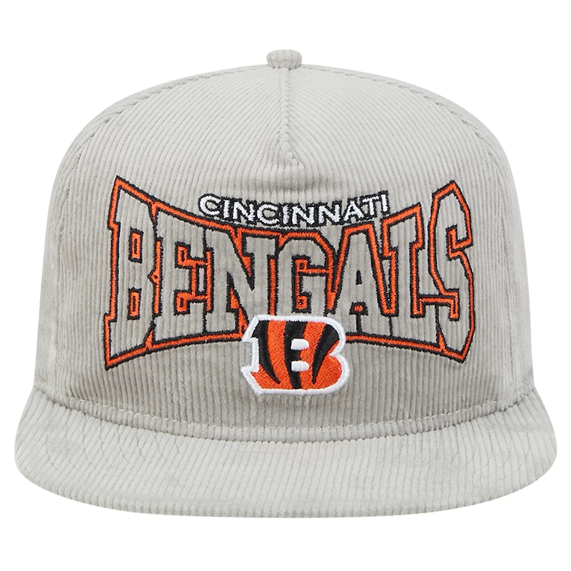 Men's New Era Gray Cincinnati Bengals Corduroy Golfer Adjustable Hat
