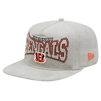 Casquette de golf ajustable en velours côtelé Cincinnati Bengals grise New Era pour homme