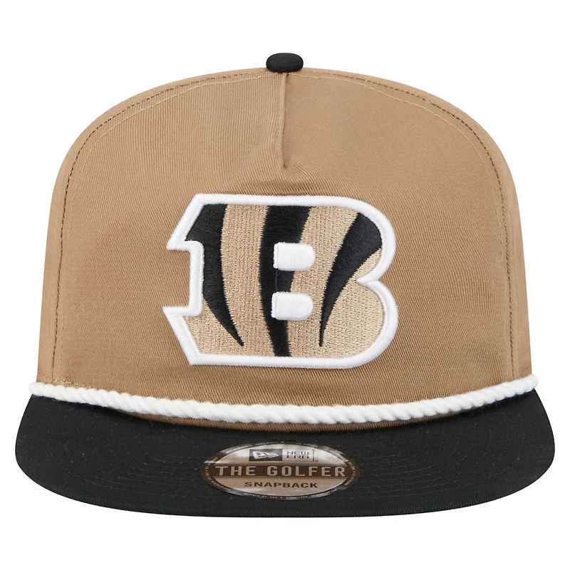 Casquette à visière snapback Desert Golfer des Bengals de Cincinnati pour homme New Era Kaki/Noir