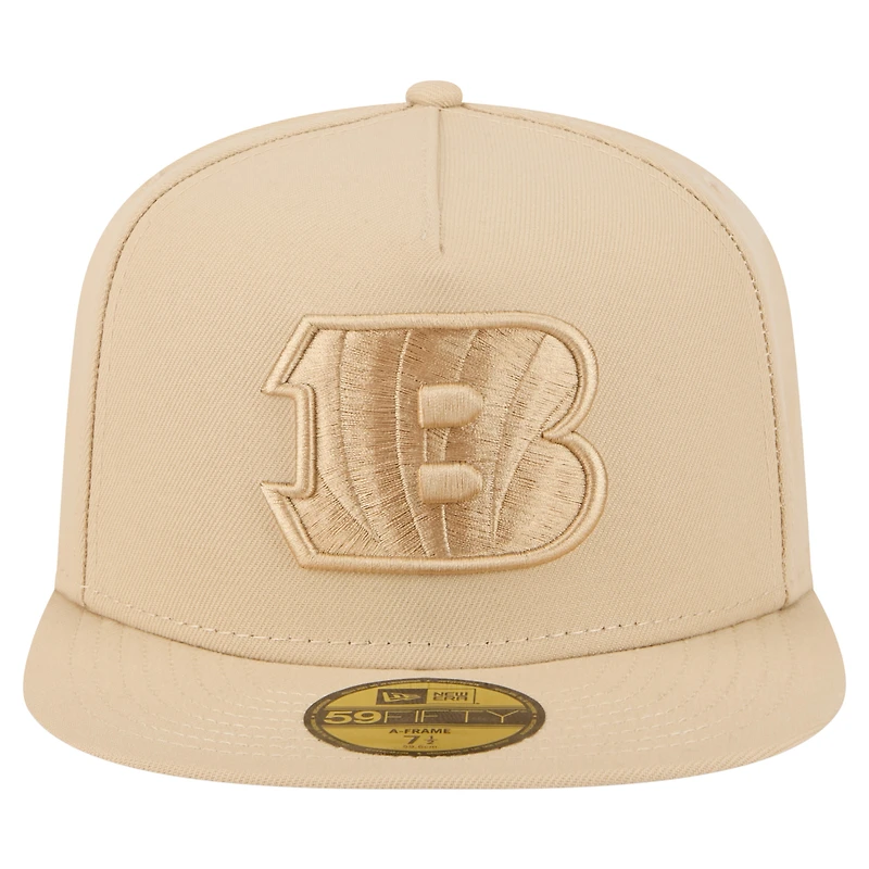 Men's New Era  Light Beige Cincinnati Bengals Color Pack A-Frame 59FIFTY Fitted Hat