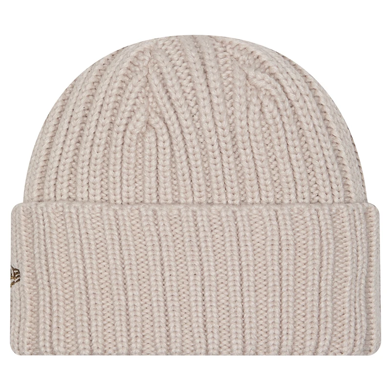 Bonnet en tricot à revers beige clair avec logo appliqué des Bengals de Cincinnati de New Era pour homme