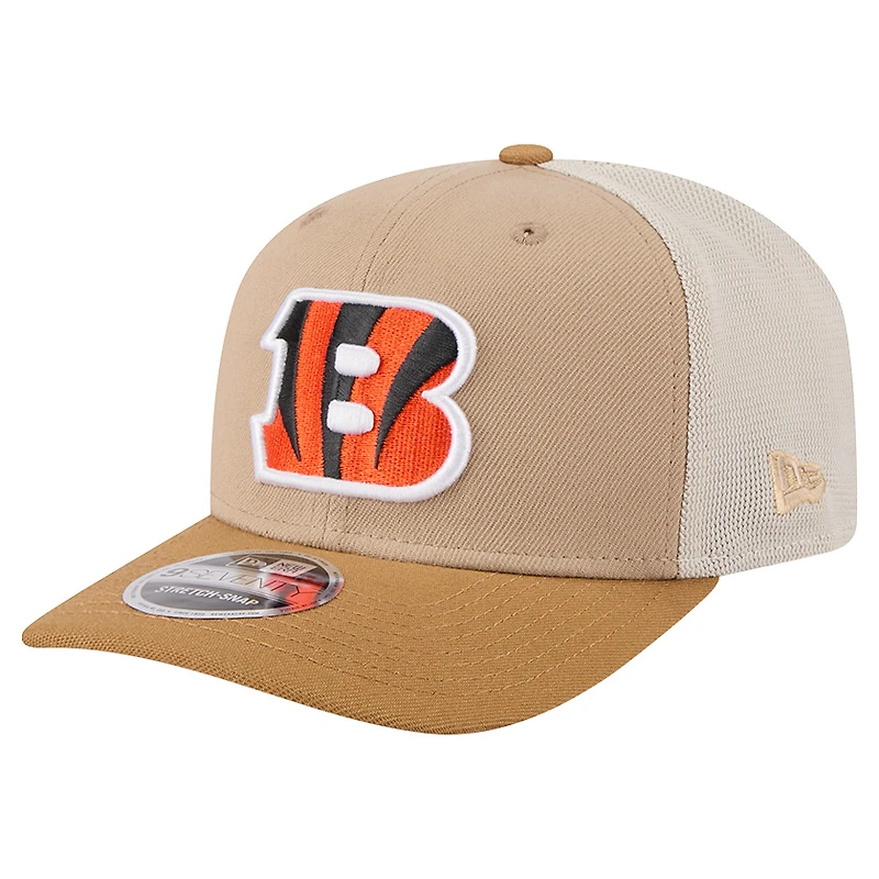 Men's New Era Light Beige Cincinnati Bengals  Two-Tone Trucker 9SEVENTY Adjustable Hat