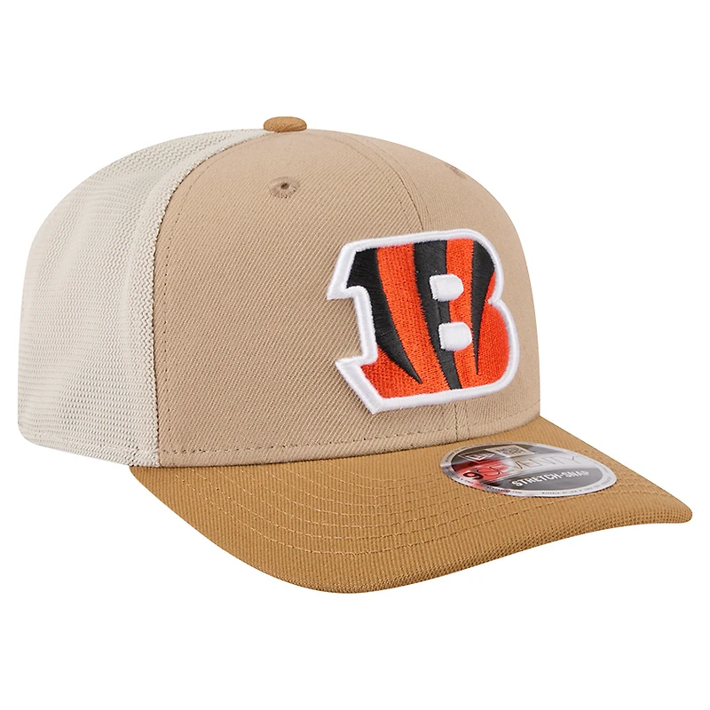 Men's New Era Light Beige Cincinnati Bengals  Two-Tone Trucker 9SEVENTY Adjustable Hat