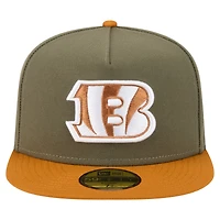 Casquette ajustée New Era 59FIFTY pour homme, coloris olive/marron, motif Cincinnati Bengals