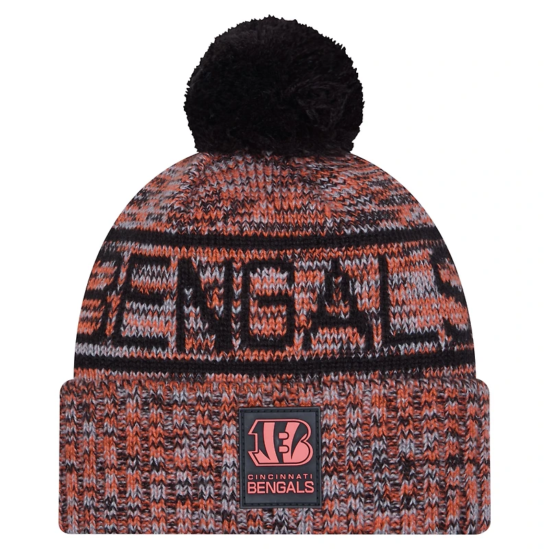 Men's New Era Orange Cincinnati Bengals 2025 Sideline Cold Weather Cuffed Knit Hat with Pom