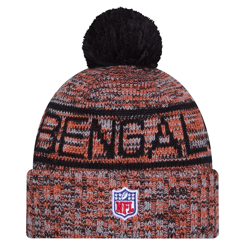 Bonnet d'hiver à revers New Era orange Cincinnati Bengals 2025 avec pompon