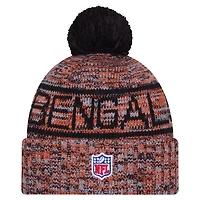 Bonnet d'hiver à revers New Era orange Cincinnati Bengals 2025 avec pompon