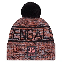 Bonnet d'hiver à revers New Era orange Cincinnati Bengals 2025 avec pompon