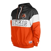 Men's New Era Orange Cincinnati Bengals 3rd Down Raglan Quarter-Zip Windbreaker Jacket