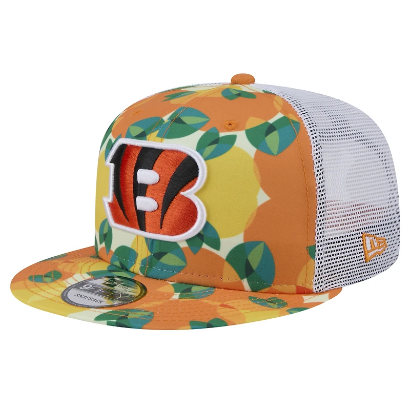 Casquette snapback orange Cincinnati Bengals Citrus 9FIFTY Trucker de New Era pour homme
