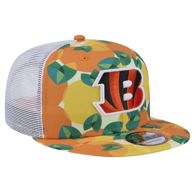 Casquette snapback orange Cincinnati Bengals Citrus 9FIFTY Trucker de New Era pour homme