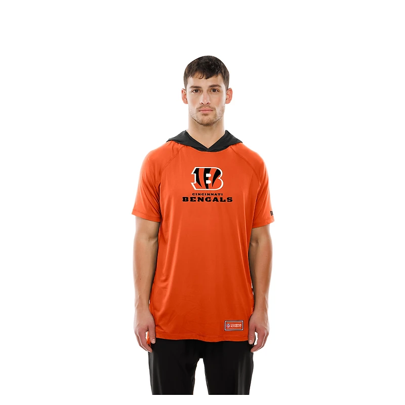 Men's New Era  Orange Cincinnati Bengals Combine Authentic Hooded Raglan Short-Sleeve T-Shirt