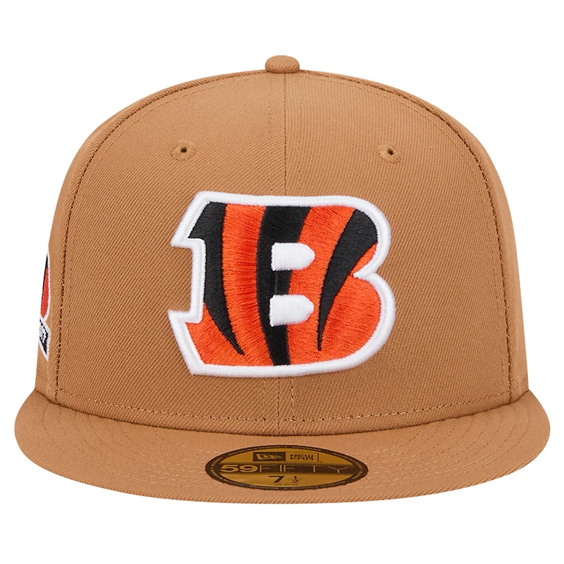 Men's New Era Tan Cincinnati Bengals Color Pack 59FIFTY Fitted Hat with Side Patch