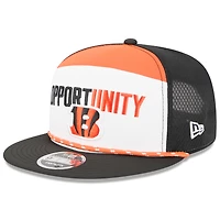 Men's New Era White/Black Cincinnati Bengals 2025 Inspire Change Split Panel 9FIFTY Snapback Hat