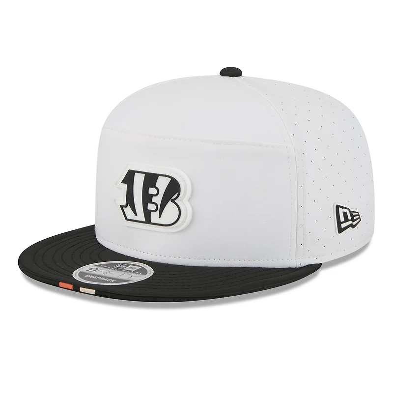 Men's New Era  White/Black Cincinnati Bengals 2025 NFL Training Camp Split Panel 9FIFTY Snapback Hat