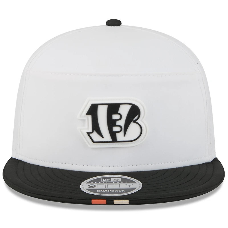 Men's New Era  White/Black Cincinnati Bengals 2025 NFL Training Camp Split Panel 9FIFTY Snapback Hat