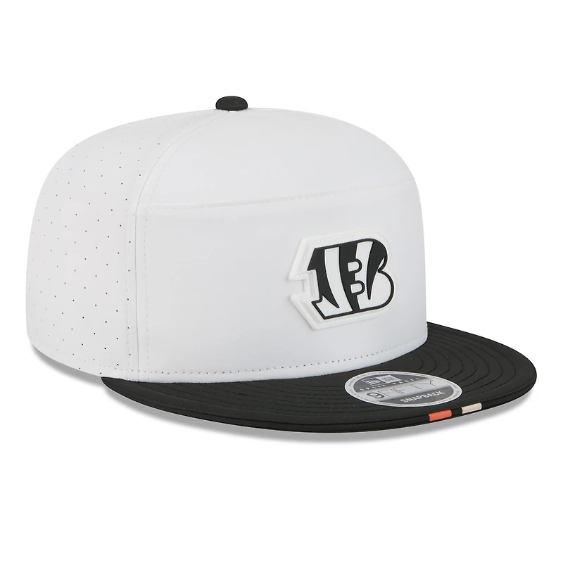 Men's New Era  White/Black Cincinnati Bengals 2025 NFL Training Camp Split Panel 9FIFTY Snapback Hat