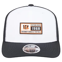 Casquette ajustable New Era 9SEVENTY blanche/noire pour homme, motif Established Patch des Bengals de Cincinnati