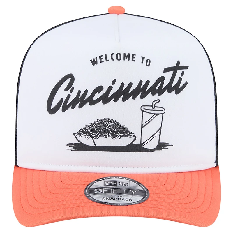 Men's New Era White/Orange Cincinnati Bengals Foodie 9FIFTY A-Frame Trucker Snapback Hat