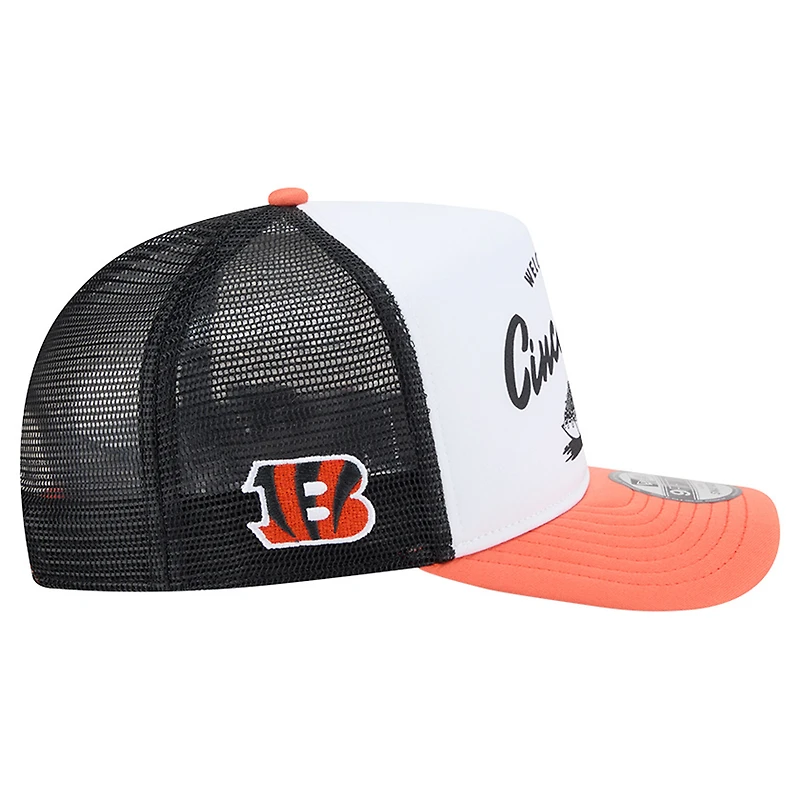Men's New Era White/Orange Cincinnati Bengals Foodie 9FIFTY A-Frame Trucker Snapback Hat