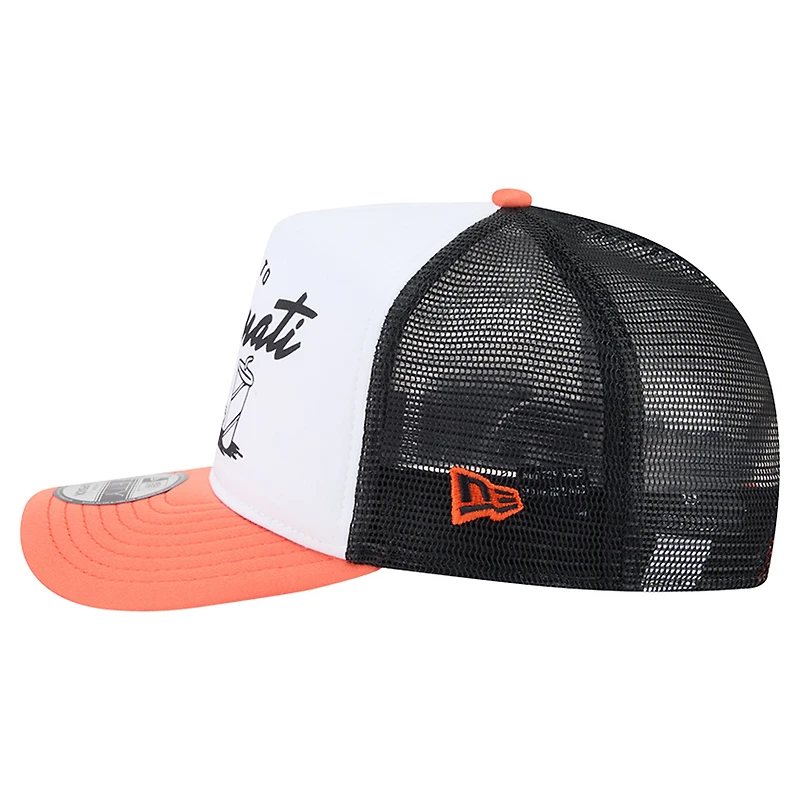 Men's New Era White/Orange Cincinnati Bengals Foodie 9FIFTY A-Frame Trucker Snapback Hat