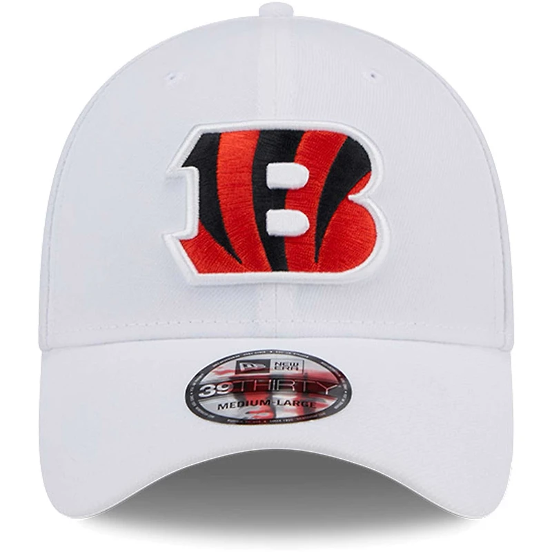 Casquette flexible principale 39THIRTY des Bengals de Cincinnati New Era pour hommes, blanche