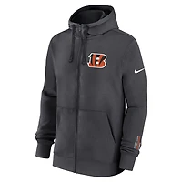 Men's Nike Anthracite Cincinnati Bengals Primetime Club Full-Zip Hoodie