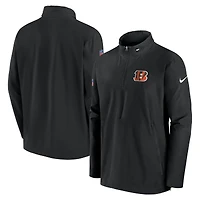 Men's Nike Black Cincinnati Bengals 2023 Sideline Coach Half-Zip Hoodie Jacket