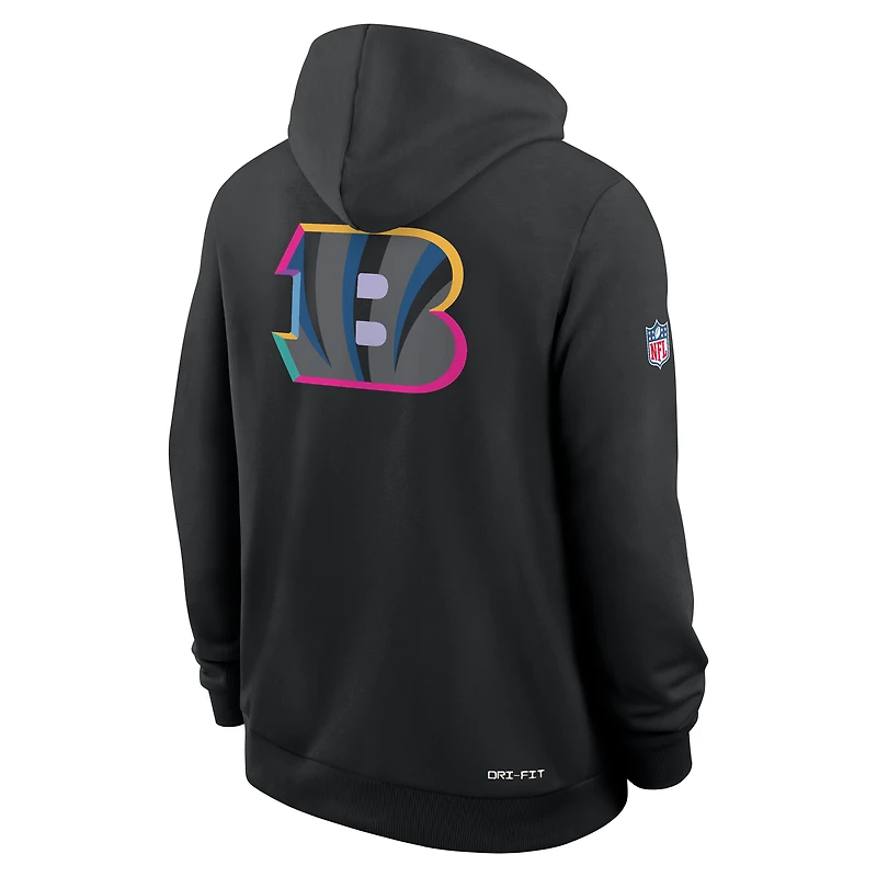 Men's Nike Black Cincinnati Bengals 2025 NFL Crucial Catch Sideline Standard Issue Dri-FIT Hoodie