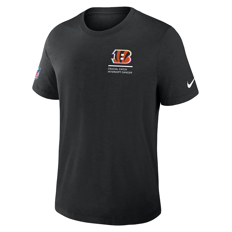 T-shirt Nike noir Cincinnati Bengals 2025 Crucial Catch Tri-Blend Dri-FIT pour homme