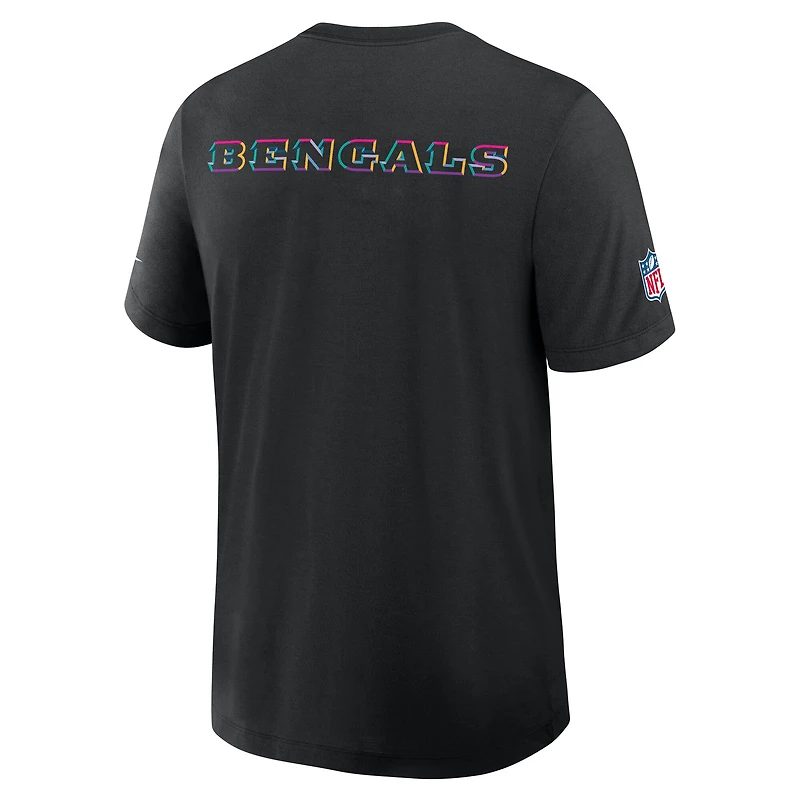 T-shirt Nike noir Cincinnati Bengals 2025 Crucial Catch Tri-Blend Dri-FIT pour homme